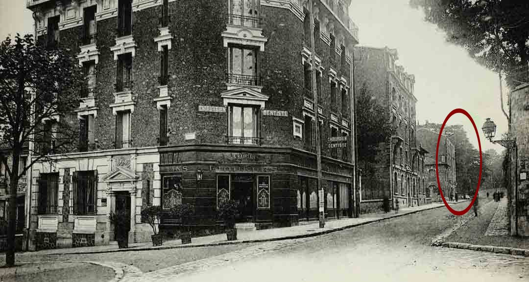 Le Cèdre vu de la place Rabelais, photographie de 1910